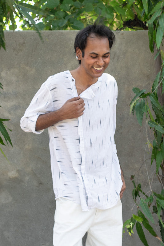 The Misaligned Shirt: White Ikat