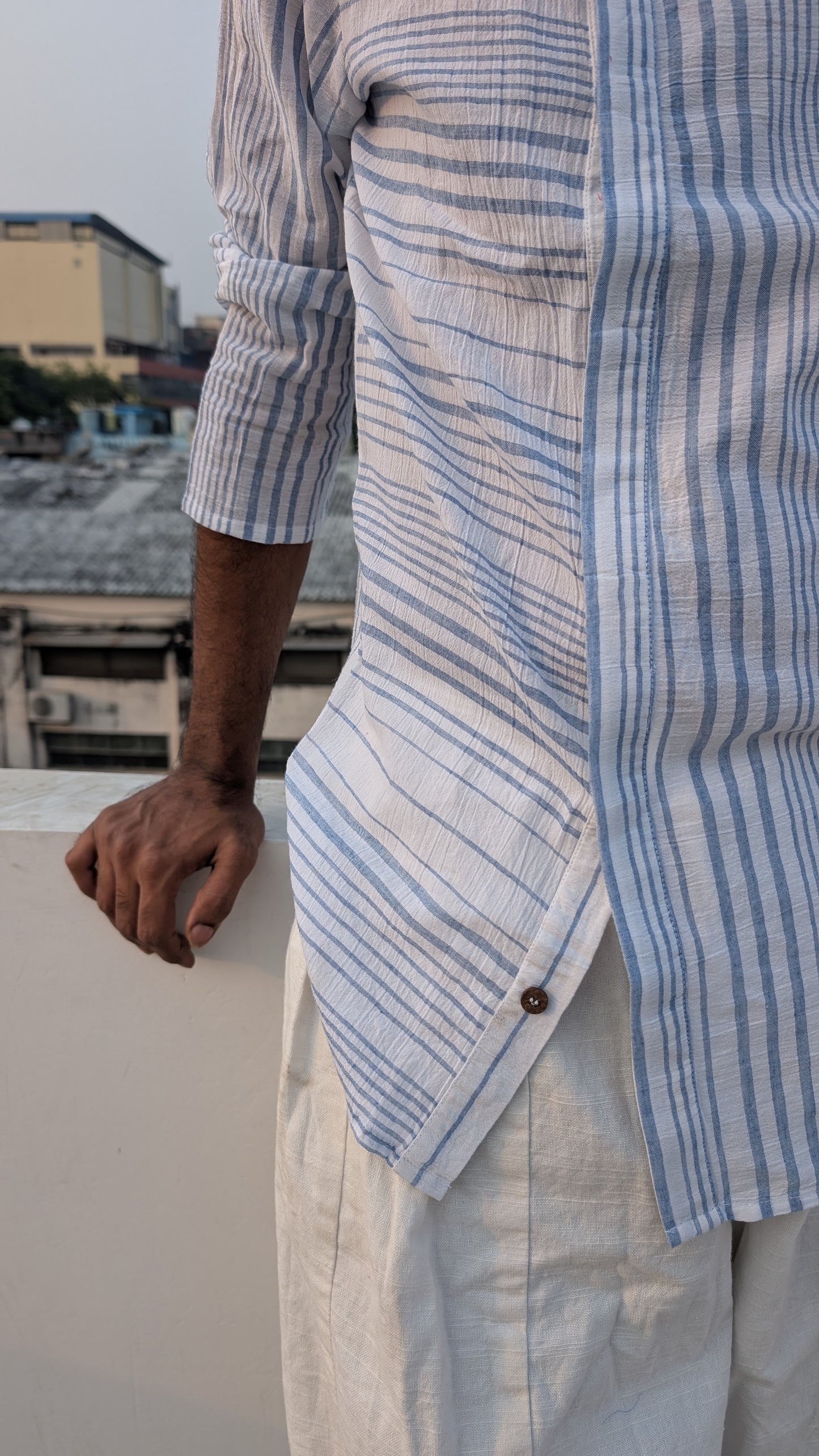 Misaligned Shirt: Blue Striped