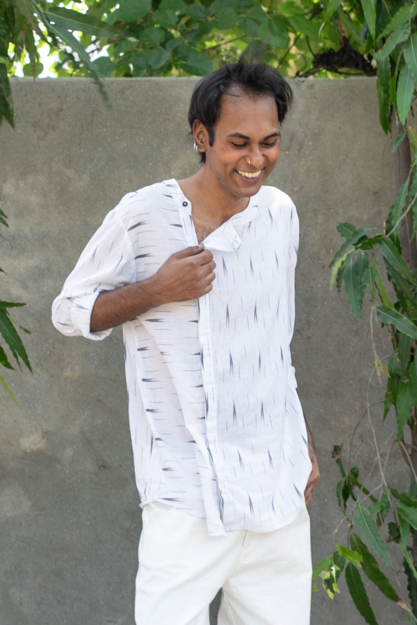 The Misaligned Shirt: White Ikat